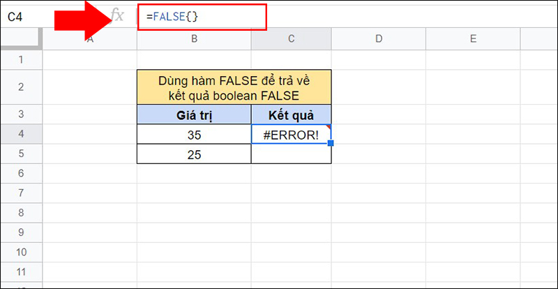 Lỗi #ERROR! do sai cú pháp
